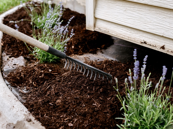 Adding mulch on top of the soil helps to retain moisture and protect the roots of the plant.