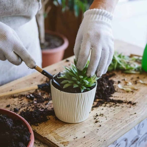 Re-potting your succulent in fresh soil is the fourth and final step in fixing your succulent's root problem.