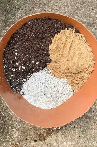 To make your own soil, mix 1 part cactus soil with 1 part perlite or sand.